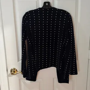 Zara Black Open Front blazer gold studs size small velour thumbnail 4