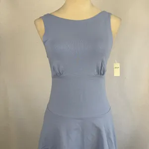 New Bundle‎ Aerie Low Back Mini Dress Small Light Blue Black Athletic Athleisure thumbnail 7