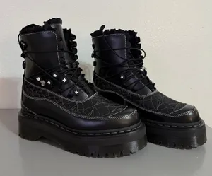 NEW Dr. Martens Jadon Frill Smooth Leather Platform Boots Embroidered Bead thumbnail 1