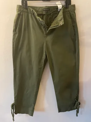 Banana Republic Olive Green Petite Cropped Pants 12P thumbnail 2