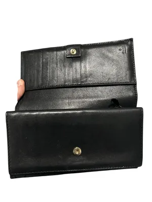 Authentic Gucci Guccissima GG Logo Black Fabric Gold Hardware Long Wallet thumbnail 5