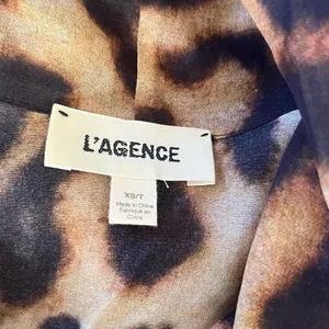 L'AGENCE Silk Leopard Print Sleeveless silk blouse with neck bow size XS thumbnail 4