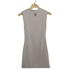 Filthy Wealth Clover Logo Solid Mini Dress Tan Minimalist Bodycon Size S thumbnail 2