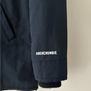 Abercrombie & Fitch Women's Navy Parka Coat with Hood Full Zip Snap Size S thumbnail 8