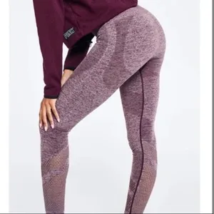 PINK Victoria's Secret‎ Seamless High Rise Leggings XS Heathered Mauve Mesh thumbnail 4