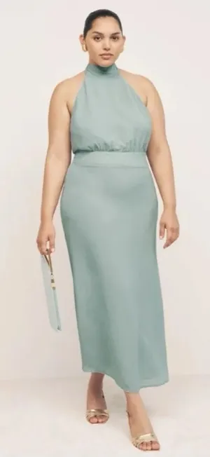 Reformation Lizbeth Halter Neck Dress Celadon thumbnail 1