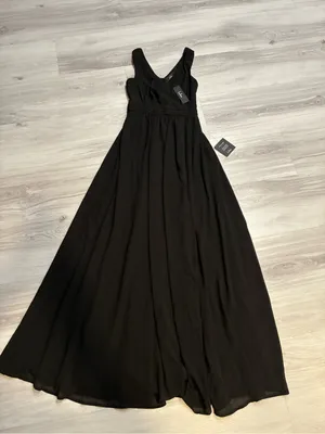 Lulu's Elegant Black V-Neck Maxi Dress with Front Slit thumbnail 5