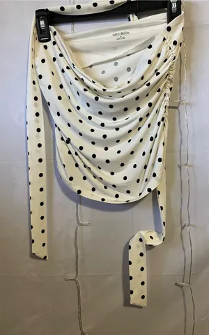 White Polka Dot Draped Crop Top Size M thumbnail 1
