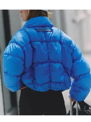 Free People In A Bubble Puffer Jacket in Riviera Blue thumbnail 3