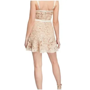 Ryse the Label Revolve lace sequin nude and cream mini dress thumbnail 2