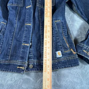 Carhartt Jacket Trucker Brewster Dark Wash Denim Jacket Womens Medium Western thumbnail 5