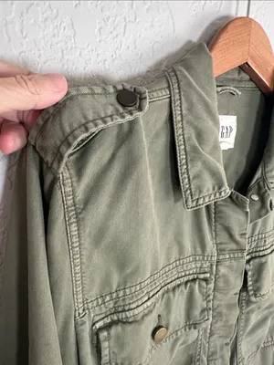 NEW Gap Tencel Icon Military Utility Jacket Olive Green Pockets Size XL thumbnail 9