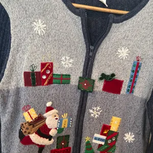 Dress Barn Christmas Zip Up Sweater‎ Size XL thumbnail 3