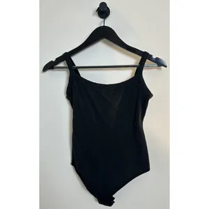 SKIMS Cotton Jersey Scoop Neck Bodysuit in Soot Black Size Small thumbnail 4