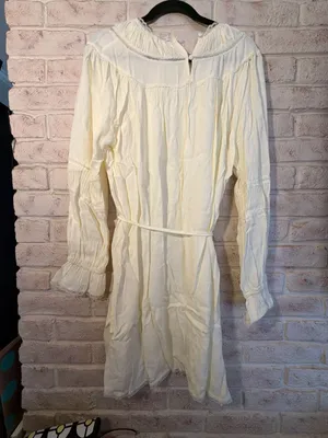 WAYF Women's Long Sleeve Lace-Trim Mini Dress in Cream Yellow thumbnail 4