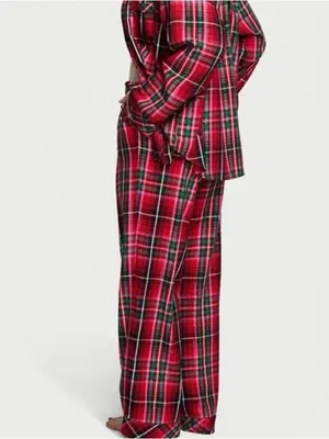 Victoria's Secret Red Pink Green Plaid Flannel Pajama Set Women’s Size Large thumbnail 2