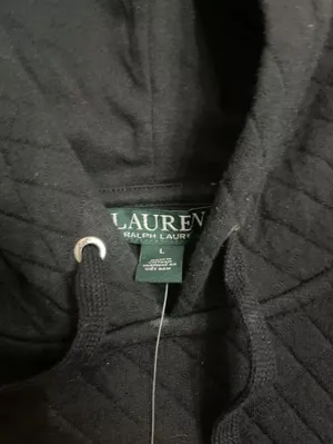 Ralph Lauren NWT Hoodie Womens Large Black Quilted Pullover Drawstrings thumbnail 3