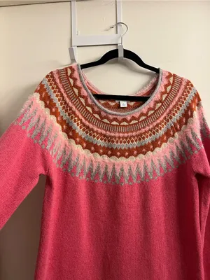 Sundance Pink Fair Isle Sweater Size Large thumbnail 3