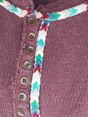 We The Free Plum Henley Boho Hippie Indie Earthcore Waffle Knit Long Sleeve Top thumbnail 7