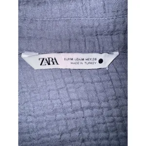 Zara‎ Slate Blue Grey Textured Cotton Gauze Button Down Shirt Dress Oversized M thumbnail 8