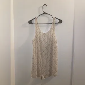 Free People Sequin Boho New Years Sexy Romper Size XS/S Ivory thumbnail 2