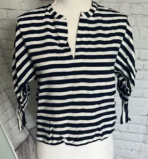 Zara Woman - Navy White Striped Blouse - S thumbnail 1