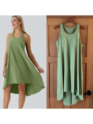 Halara RacerPocket High Low Flowy Midi Dress in Hot Wasabi Green Women’s Large thumbnail 2