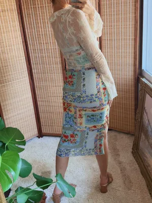 Thirty / Thirty Patchwork Print Dress with Lace Shawl Size S thumbnail 3