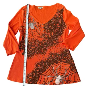 Oneworld‎ ladies halloween spider orange sleeve size large EUC thumbnail 2