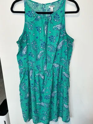 Old Navy Green and Blue Paisley Print Sleeveless Dress Size XL thumbnail 5