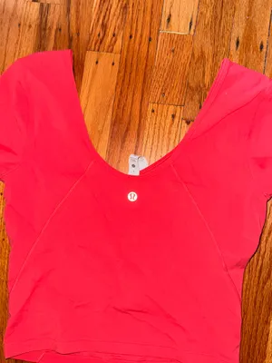 lululemon athletica V-Neck Crop Top - Bright Pink thumbnail 3