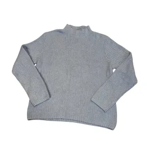 J. Crew Sweater Womens Size M Blue Waffle Knit Mock Neck Pullover Long thumbnail 2