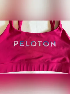 Peloton Strappy Sports Bra Pink Medium Low Impact Yoga Fitness thumbnail 2