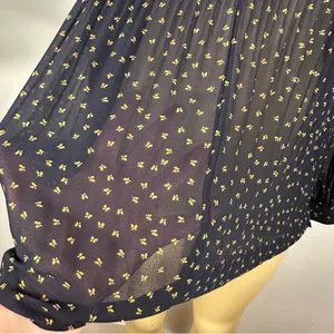 Ann Taylor Chiffon Blouse Sz M Navy Blue Pleated Loose Shirt Top thumbnail 6