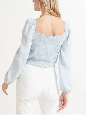 Anthro Cloth & Stone Smocked Square Neck Blouse, Size S thumbnail 2
