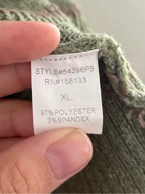 Pulse Olive Green Crewneck Sweater with Stripes Casual Fall Comfy XL thumbnail 3