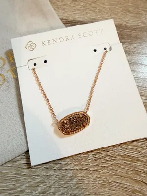 NWT Kendra Scott Gold Iridescent Drusy Necklace NEW * thumbnail 2