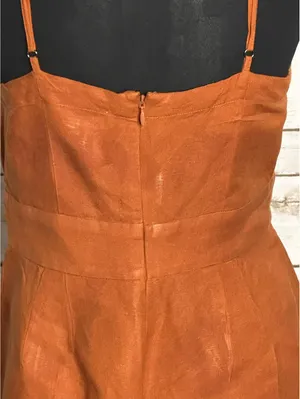 LOFT sleeveless ruffled hem romper Size 4 linen-blend rust coastal summer thumbnail 7