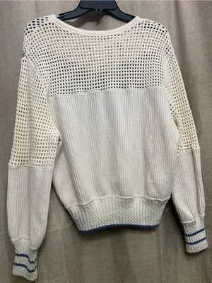 Free People Geo Party pulloverCream Fair Isle Sweatshirt with Red & Blue Stripes thumbnail 9