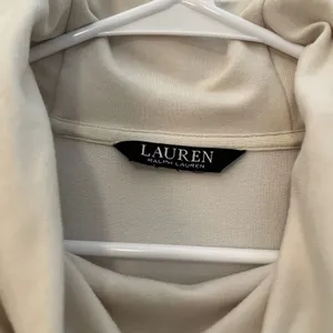 Lauren Ralph Lauren Womens Cowl‎ Neck Sweater Cream Black Viscose Stretch Sz S? thumbnail 2