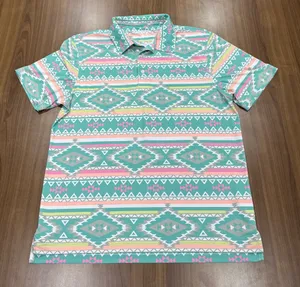 Chubbies The En Fuego Performance Polo Shirt Mens Medium Aztec Neon Pastel Golf thumbnail 1