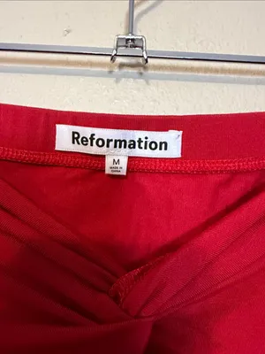 Reformation RYLAN Red Knot‎ Front Midi Skirt Size Medium thumbnail 6
