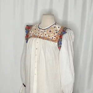 ANTIK BATIK Bernadette Embroidered Cotton Blouse White Boho Bohemian Small 38 thumbnail 7