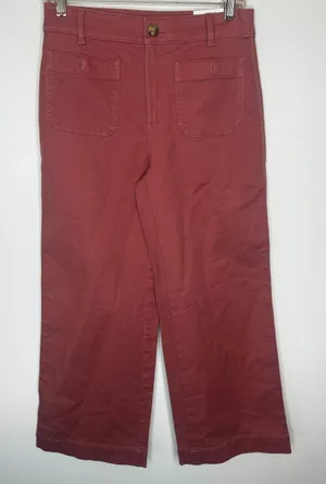LOFT The Palmer Wide Leg High Rise Pants Size 2 Dusty Rose Pink Denim Trousers thumbnail 1