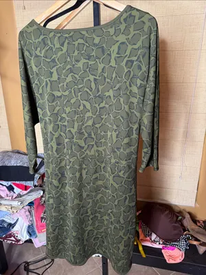 H by Halston Olive Green Abstract Print Drawstring Dress Size Large thumbnail 7