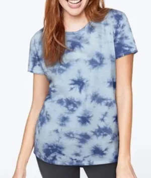 VS PINK VICTORIA'S SECRET PINK Perfect Crew Tee Blue Tie Dye Cotton Short Sleeve thumbnail 1