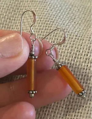 Lot a604 1 1/4 inch long 925 sterling silver earrings thumbnail 1