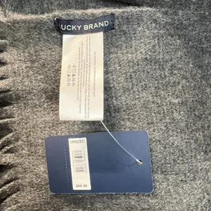Lucky Brand Heather Dark Grey Brushed Knit‎ Fringe Long Scarf Soft Wrap New NWT thumbnail 7