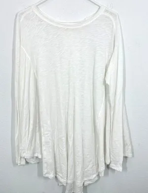 We The‎ Free Women's White Long Sleeve Cotton Blend Tunic Top Gauzy Oversized thumbnail 1