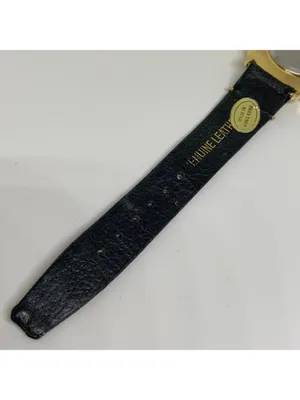 Vintage moulin women watch floating crystals gold tone 33mm black running thumbnail 9